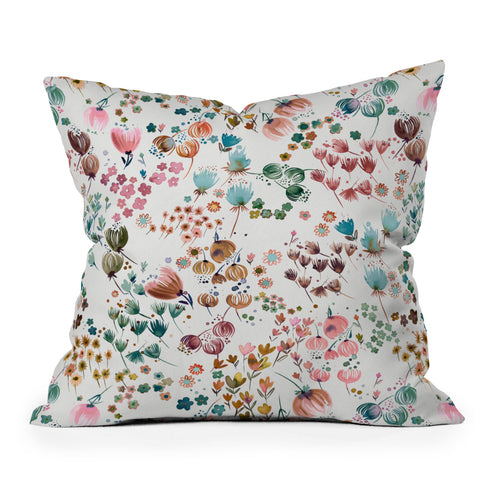 Ninola Design Meadow Copper blue Outdoor Throw Pillow