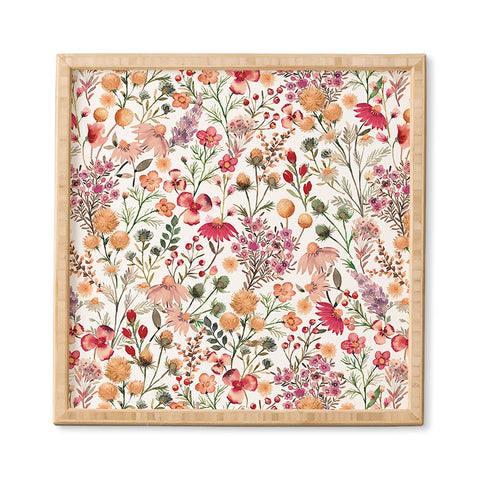 Ninola Design Meadow Perennial Botanical Red Framed Wall Art