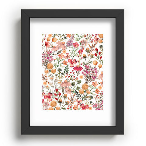 Ninola Design Meadow Perennial Botanical Red Recessed Framing Rectangle