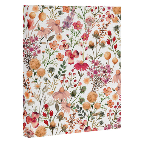 Ninola Design Meadow Perennial Botanical Red Art Canvas