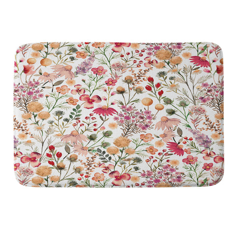 Ninola Design Meadow Perennial Botanical Red Memory Foam Bath Mat