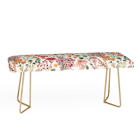 Ninola Design Meadow Perennial Botanical Red Bench