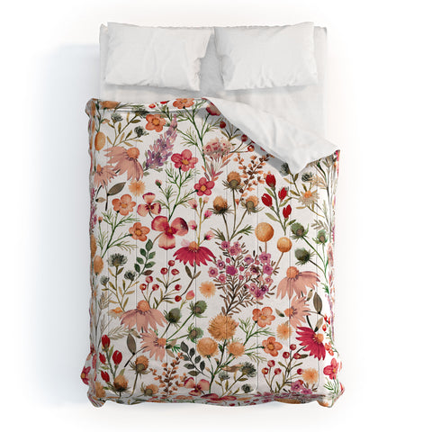 Ninola Design Meadow Perennial Botanical Red Comforter
