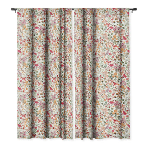Ninola Design Meadow Perennial Botanical Red Blackout Window Curtain