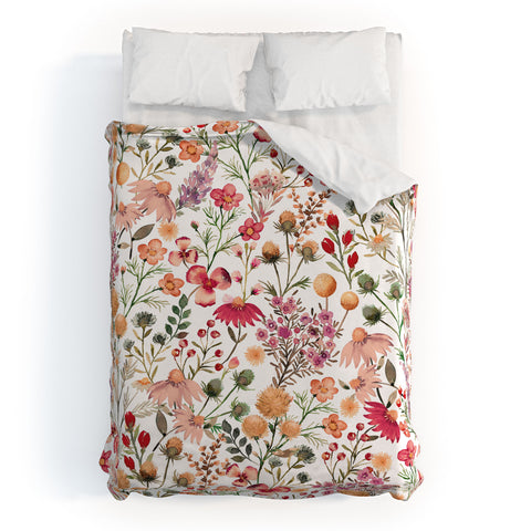 Ninola Design Meadow Perennial Botanical Red Duvet Cover