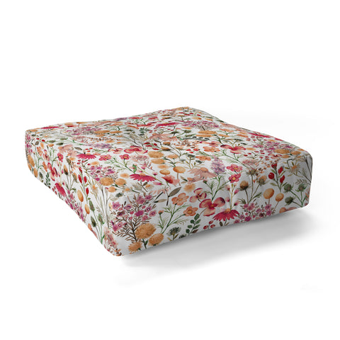 Ninola Design Meadow Perennial Botanical Red Floor Pillow Square