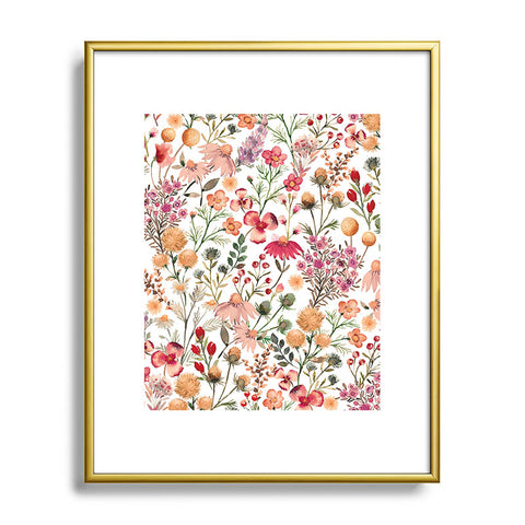 Ninola Design Meadow Perennial Botanical Red Metal Framed Art Print