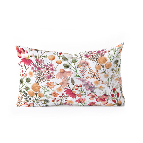 Ninola Design Meadow Perennial Botanical Red Oblong Throw Pillow