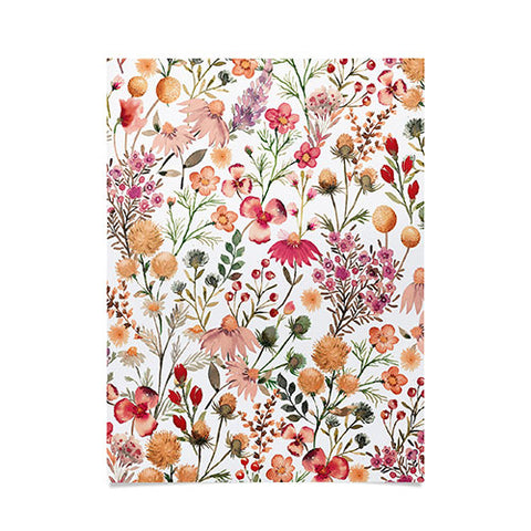 Ninola Design Meadow Perennial Botanical Red Poster