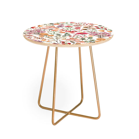 Ninola Design Meadow Perennial Botanical Red Round Side Table