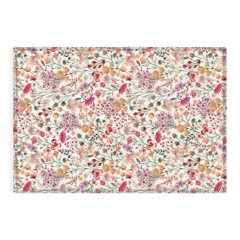 Ninola Design Meadow Perennial Botanical Red Outdoor Rug