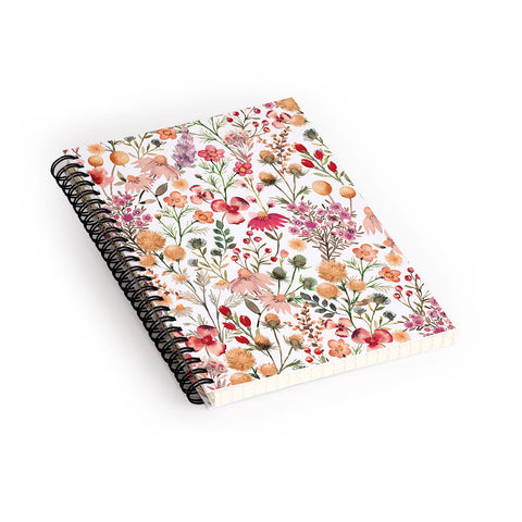 Ninola Design Meadow Perennial Botanical Red Spiral Notebook