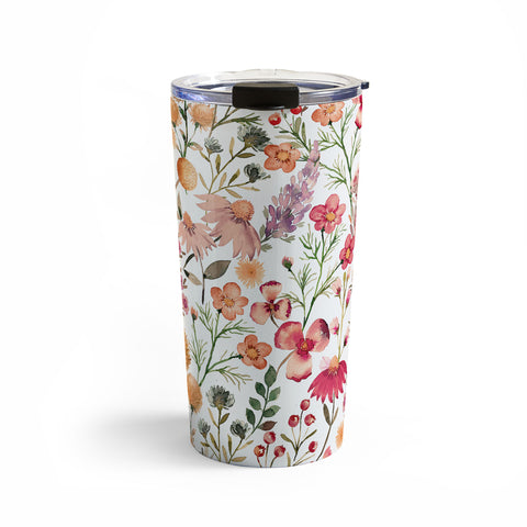 Ninola Design Meadow Perennial Botanical Red Travel Mug