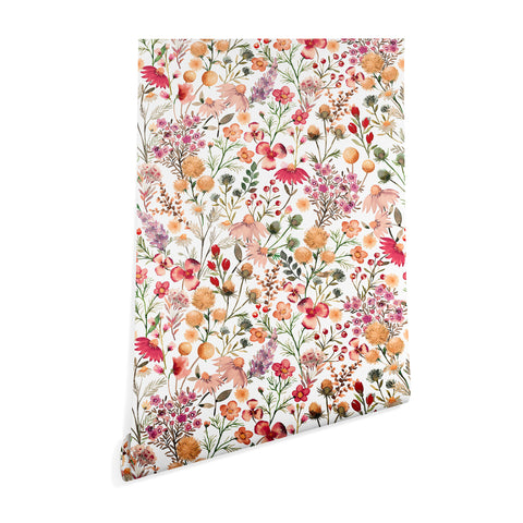 Ninola Design Meadow Perennial Botanical Red Wallpaper