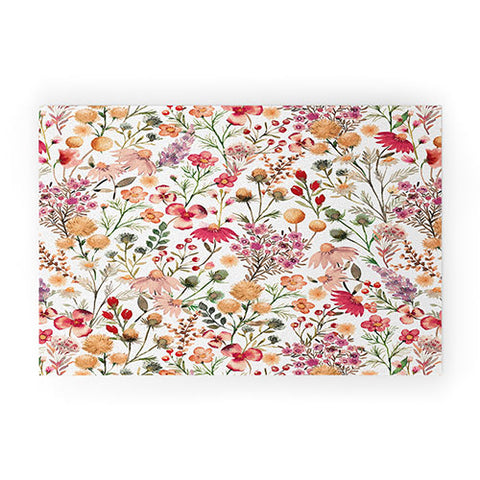 Ninola Design Meadow Perennial Botanical Red Welcome Mat