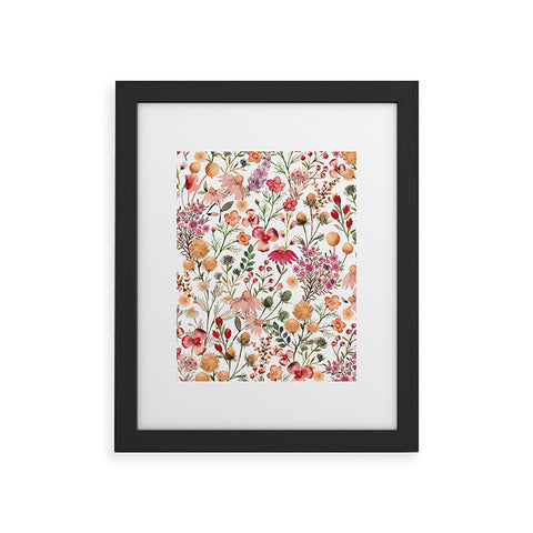 Ninola Design Meadow Perennial Botanical Red Framed Art Print