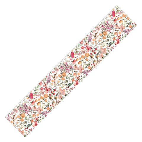 Ninola Design Meadow Perennial Botanical Red Table Runner