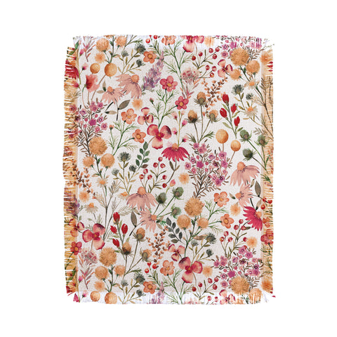 Ninola Design Meadow Perennial Botanical Red Throw Blanket