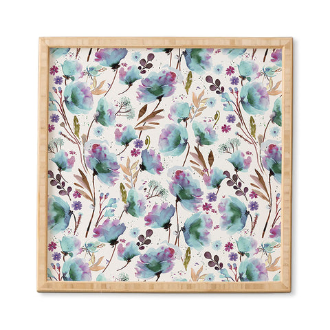 Ninola Design Meadow Poppies Perennial Blue Framed Wall Art