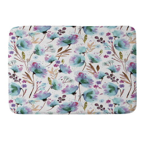 Ninola Design Meadow Poppies Perennial Blue Memory Foam Bath Mat