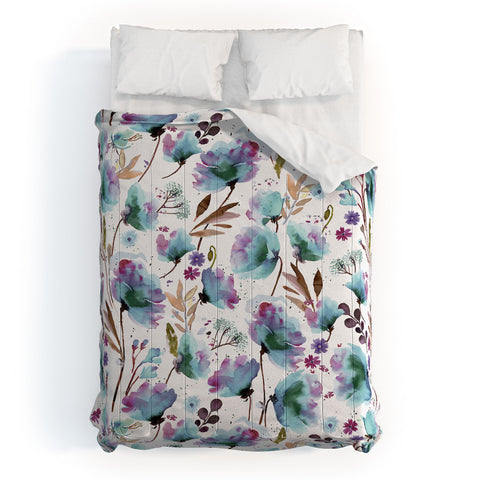 Ninola Design Meadow Poppies Perennial Blue Comforter