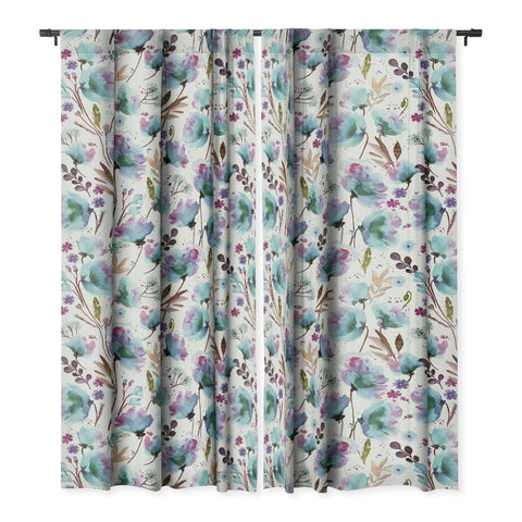 Ninola Design Meadow Poppies Perennial Blue Blackout Non Repeat