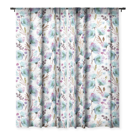 Ninola Design Meadow Poppies Perennial Blue Sheer Non Repeat