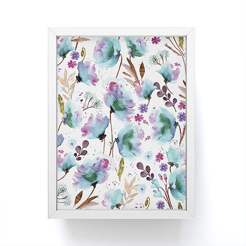 Ninola Design Meadow Poppies Perennial Blue Framed Mini Art Print