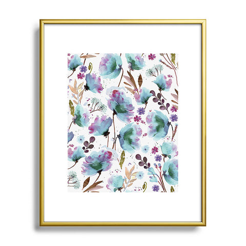 Ninola Design Meadow Poppies Perennial Blue Metal Framed Art Print