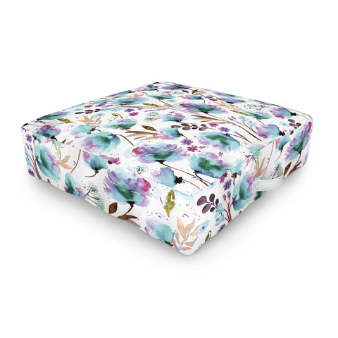 Ninola Design Meadow Poppies Perennial Blue Outdoor Floor Cushion
