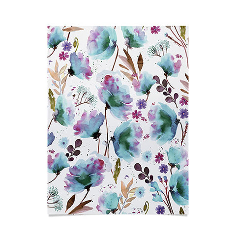 Ninola Design Meadow Poppies Perennial Blue Poster
