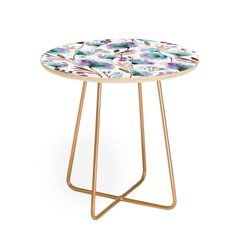 Ninola Design Meadow Poppies Perennial Blue Round Side Table