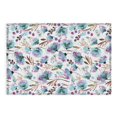 Ninola Design Meadow Poppies Perennial Blue Outdoor Rug