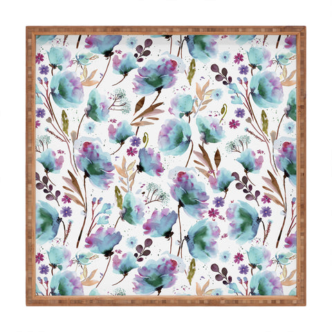 Ninola Design Meadow Poppies Perennial Blue Square Tray
