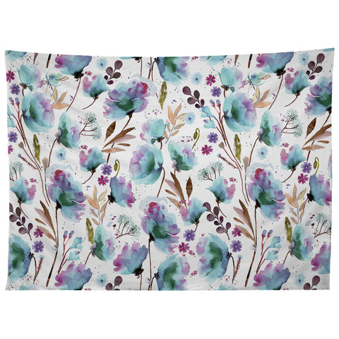 Ninola Design Meadow Poppies Perennial Blue Tapestry