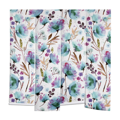 Ninola Design Meadow Poppies Perennial Blue Wall Mural