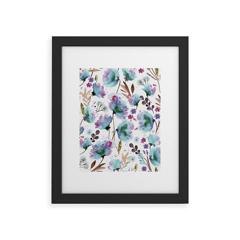 Ninola Design Meadow Poppies Perennial Blue Framed Art Print