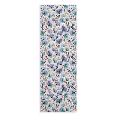 Ninola Design Meadow Poppies Perennial Blue Yoga Towel