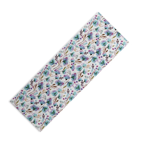 Ninola Design Meadow Poppies Perennial Blue Yoga Mat
