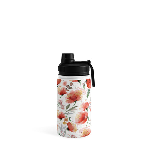 Ninola Design Meadow Poppies Perennial Red Water Bottle