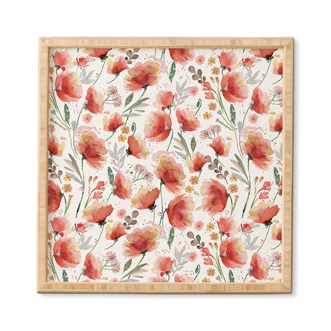 Ninola Design Meadow Poppies Perennial Red Framed Wall Art