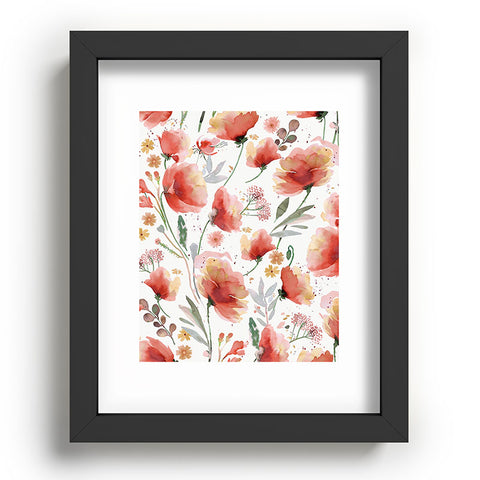 Ninola Design Meadow Poppies Perennial Red Recessed Framing Rectangle