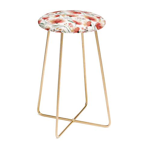 Ninola Design Meadow Poppies Perennial Red Counter Stool