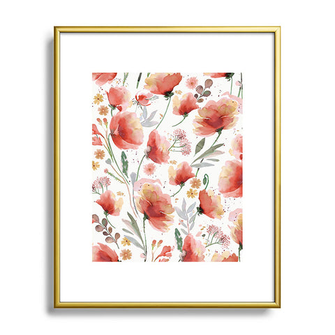 Ninola Design Meadow Poppies Perennial Red Metal Framed Art Print