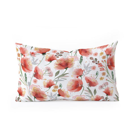 Ninola Design Meadow Poppies Perennial Red Oblong Throw Pillow