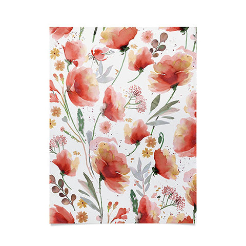 Ninola Design Meadow Poppies Perennial Red Poster