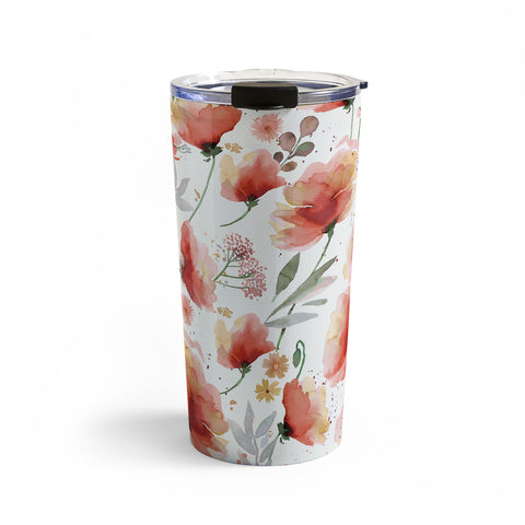 Ninola Design Meadow Poppies Perennial Red Travel Mug