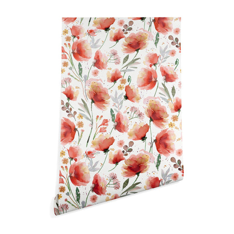 Ninola Design Meadow Poppies Perennial Red Wallpaper