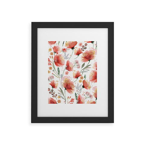 Ninola Design Meadow Poppies Perennial Red Framed Art Print