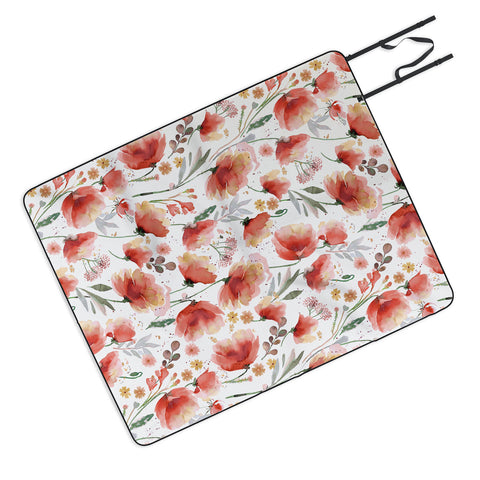 Ninola Design Meadow Poppies Perennial Red Picnic Blanket